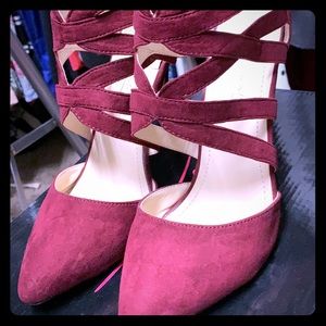 Burgundy women’s heel.